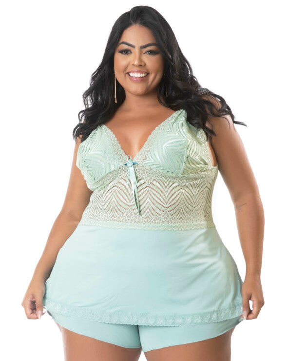 Baby Doll Plus Size com renda – Rose